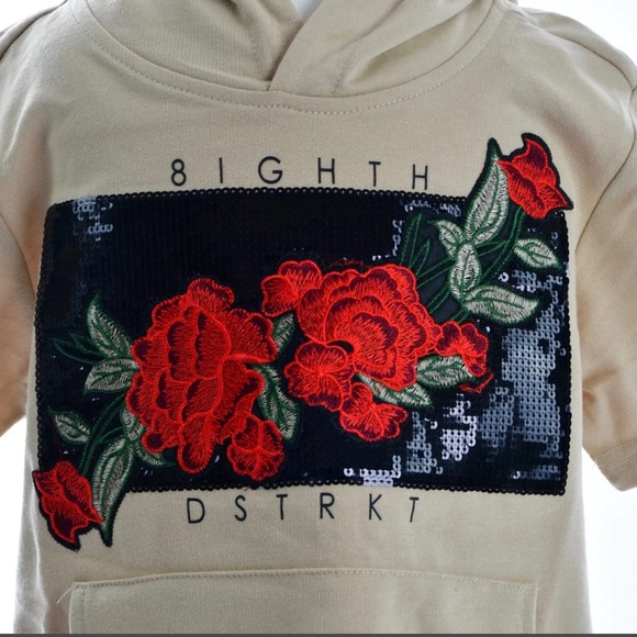 BOYS’ ROSE PATCH FRENCH TERRY HOODIE-SAND - Picture 2 of 4